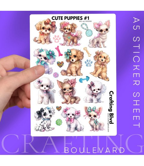 Cute Puppies #1 Card Stickers