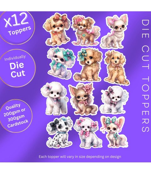 Cute Puppies #1 Die Cut Toppers Cute Puppies #1 Die Cut Toppers