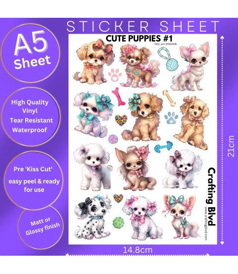 Cute Puppies #1 Card Stickers