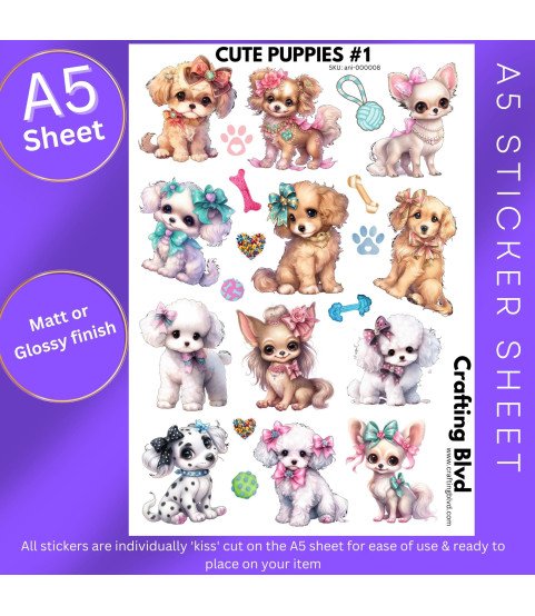 Cute Puppies #1 Card Stickers