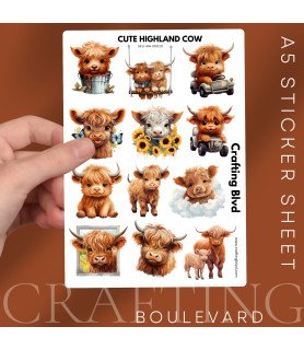 Cute Highland Cow Card Stickers