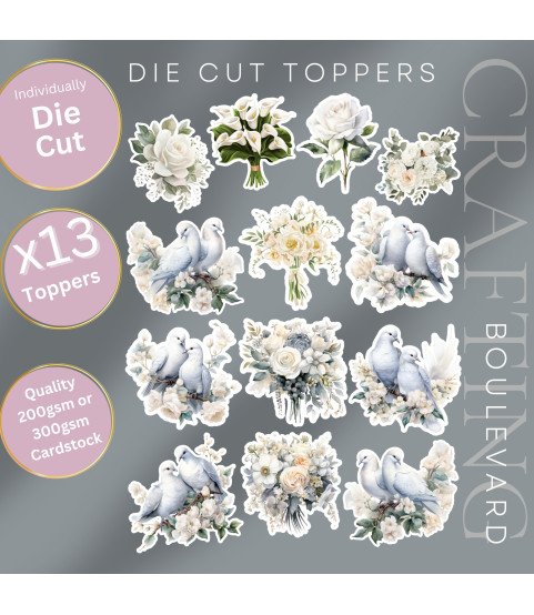 Dove Flower Bouquet Die Cut Toppers