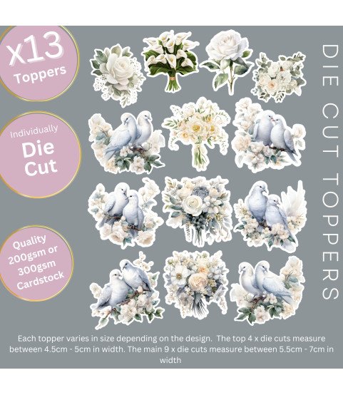 Dove Flower Bouquet Die Cut Toppers