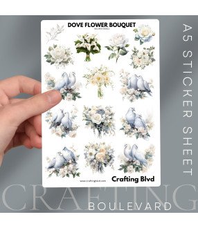 Dove Flower Bouquet Card Stickers