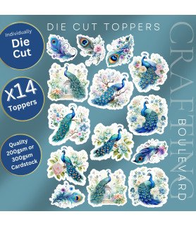 Floral Peacocks Die Cut Toppers
