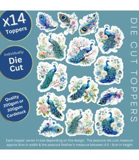 Floral Peacocks Die Cut Toppers
