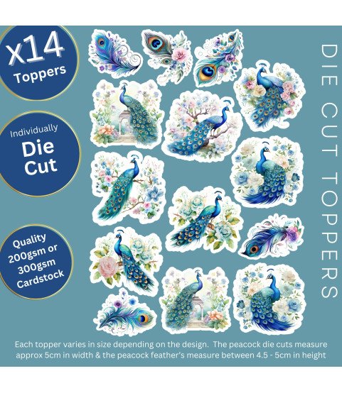 Floral Peacocks Die Cut Toppers