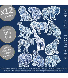Toile de Jouy Safari #1 Die Cut Toppers