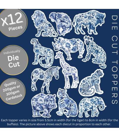 Toile de Jouy Safari #1 Die Cut Toppers