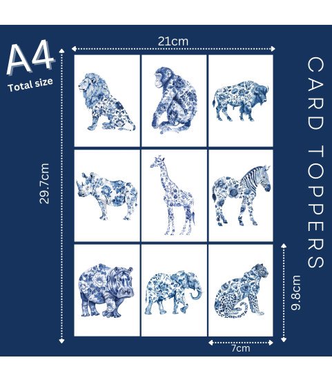 Toile de Jouy Safari #1 Card Toppers Toile de Jouy Safari #1 Card Toppers