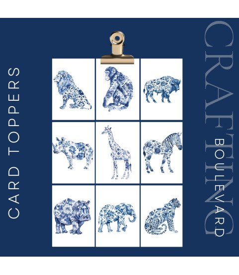 Toile de Jouy Safari #1 Card Toppers Toile de Jouy Safari #1 Card Toppers