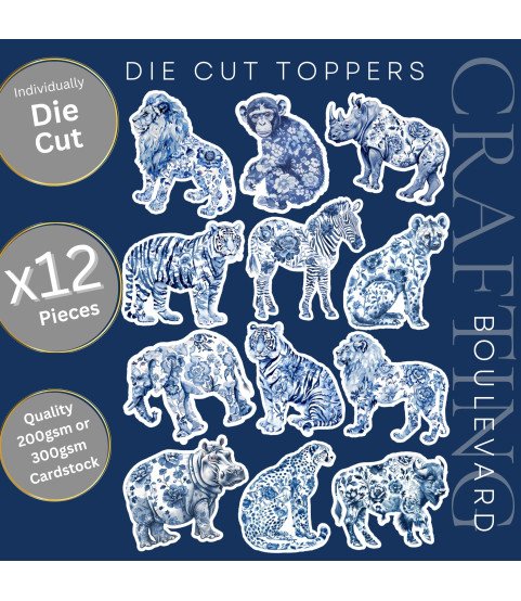 Toile de Jouy Safari #2 Die Cut Toppers