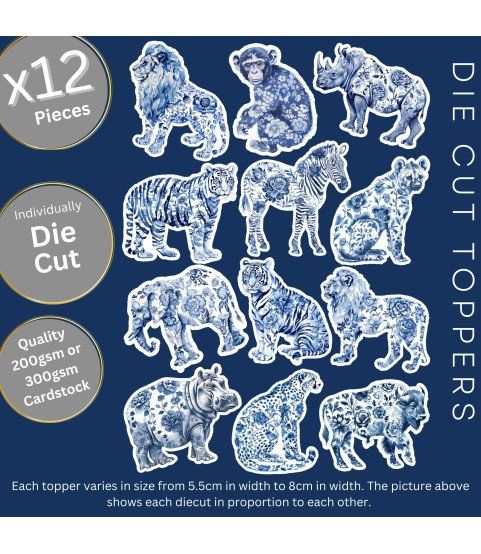 Toile de Jouy Safari #2 Die Cut Toppers