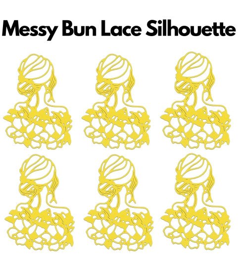 Messy Bun Lace Silhouette Cardstock Die Cuts – Pack of 6