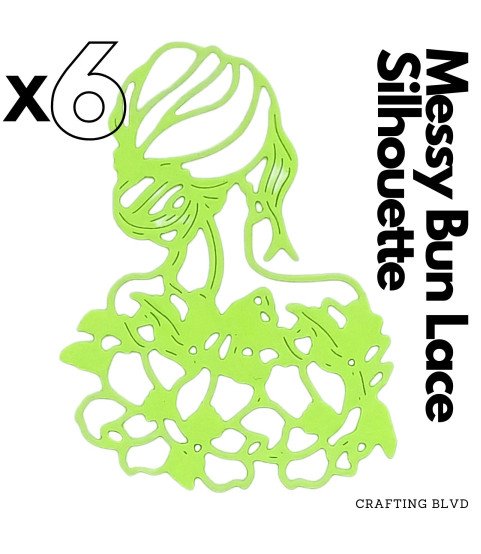Messy Bun Lace Silhouette Cardstock Die Cuts – Pack of 6