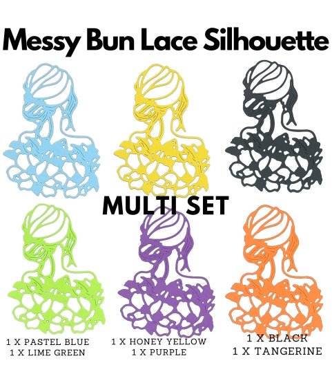 Messy Bun Lace Silhouette Cardstock Die Cuts – Pack of 6