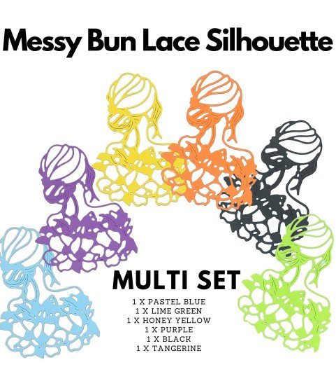 Messy Bun Lace Silhouette Cardstock Die Cuts – Pack of 6