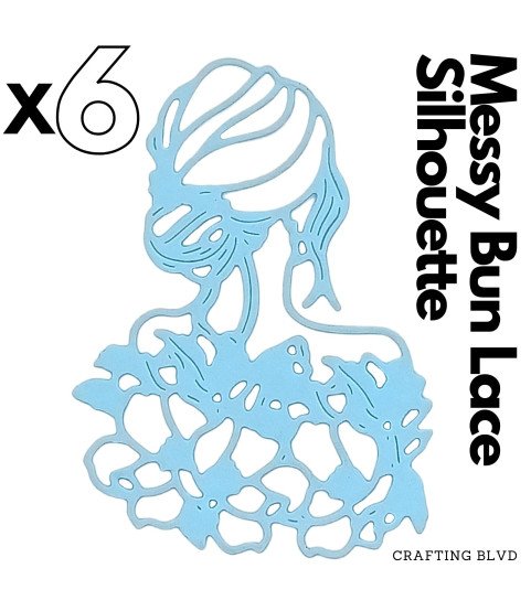 Messy Bun Lace Silhouette Cardstock Die Cuts – Pack of 6