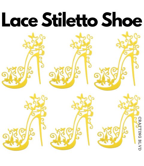Lace Stiletto Shoe Cardstock Die Cuts – Pack of 6