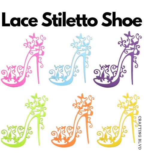 Lace Stiletto Shoe Cardstock Die Cuts – Pack of 6