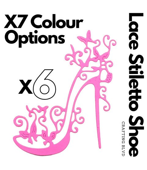 Lace Stiletto Shoe Cardstock Die Cuts – Pack of 6