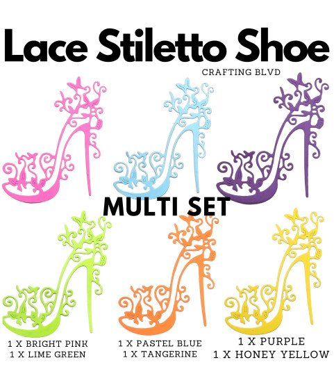 Lace Stiletto Shoe Cardstock Die Cuts – Pack of 6