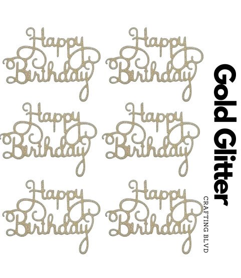 Happy Birthday Glitter Cardstock Die Cuts – Pack of 6