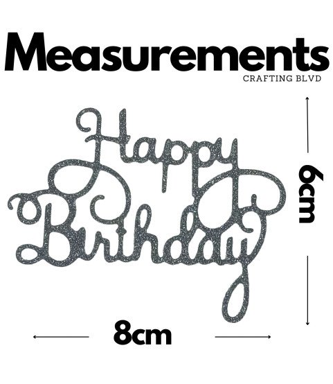 Happy Birthday Glitter Cardstock Die Cuts – Pack of 6