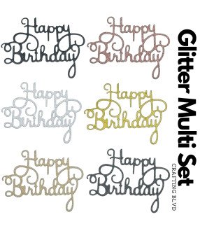 Happy Birthday Glitter Cardstock Die Cuts – Pack of 6
