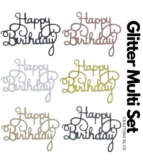 Happy Birthday Glitter Cardstock Die Cuts – Pack of 6
