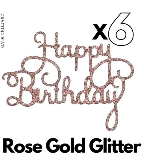 Happy Birthday Glitter Cardstock Die Cuts – Pack of 6