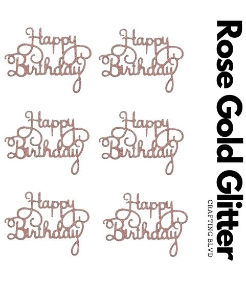 Happy Birthday Glitter Cardstock Die Cuts – Pack of 6