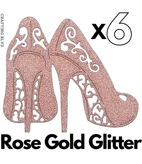 Lace High Heels Glitter Cardstock Die Cuts – Pack of 6