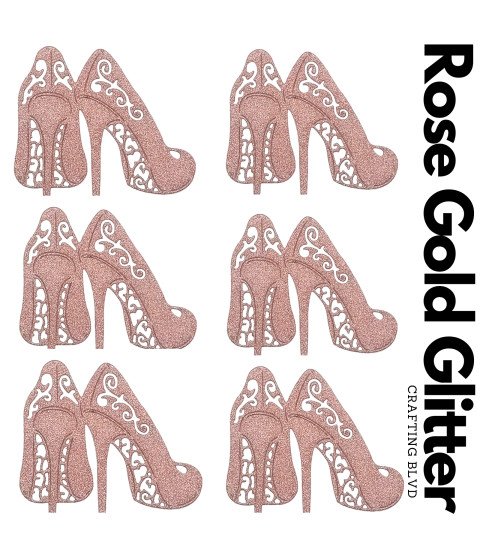 Lace High Heels Glitter Cardstock Die Cuts – Pack of 6