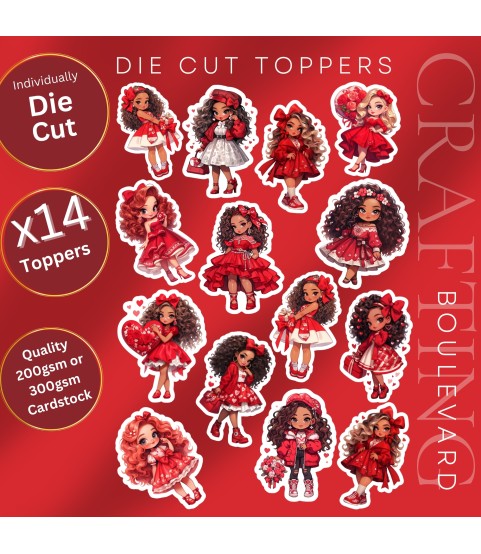 CHIBI GIRL VALENTINE LOVE DIE CUT CARD TOPPERS |VAL-00002