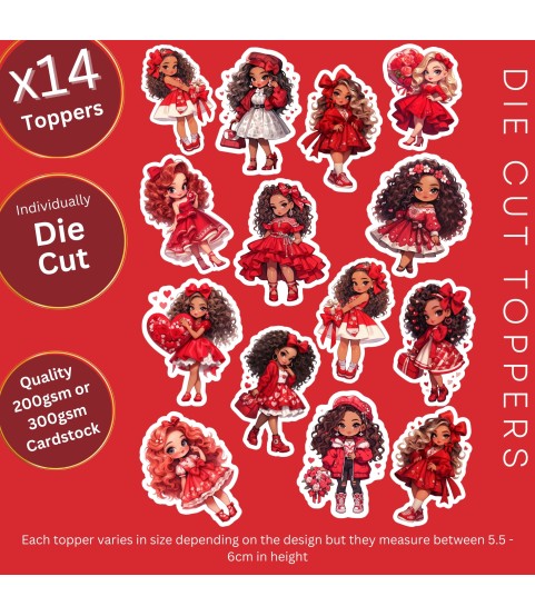 CHIBI GIRL VALENTINE LOVE DIE CUT CARD TOPPERS |VAL-00002