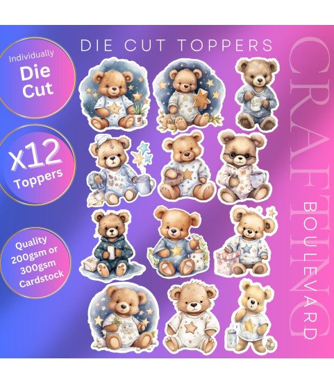 Teddy's Bedtime #2 Die Cut Toppers Teddy's Bedtime #2 Die Cut Toppers