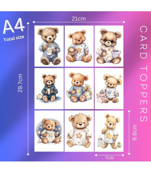 Teddy's Bedtime #2 Card Toppers