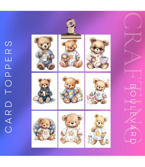 Teddy's Bedtime #2 Card Toppers