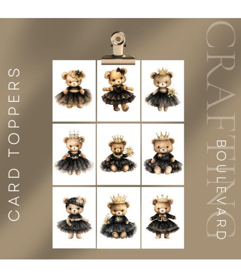 Ballerina Teddy Stickers, Die Cut or Card Toppers