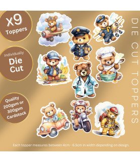 Worker Teddy Die Cut Toppers