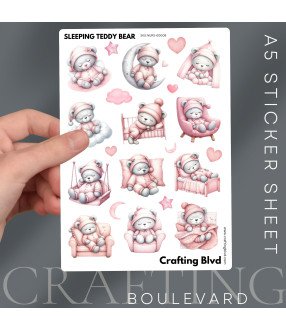 Pink Sleeping Teddy Bear #2 Stickers
