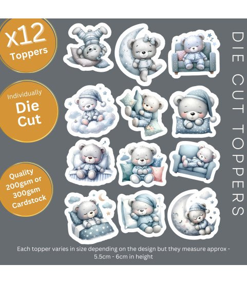 Blue Sleeping Teddy Bear #2 Stickers, Die Cut or Card Toppers Blue Sleeping Teddy Bear #2 Stickers, Die Cut or Card Toppers
