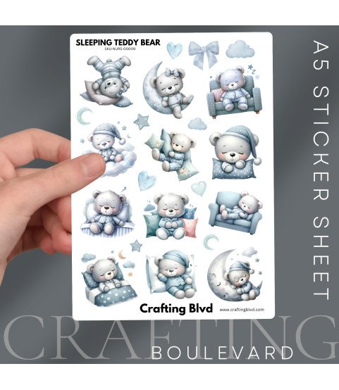 Blue Sleeping Teddy Bear #2 Bear Stickers Blue Sleeping Teddy Bear #2 Bear Stickers