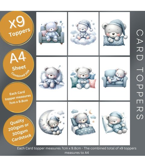 Blue Sleeping Teddy Bear #2 Bear Card Toppers Blue Sleeping Teddy Bear #2 Bear Card Toppers