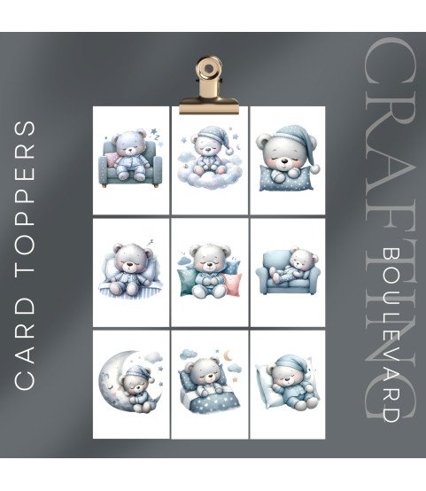 Blue Sleeping Teddy Bear #2 Bear Card Toppers Blue Sleeping Teddy Bear #2 Bear Card Toppers