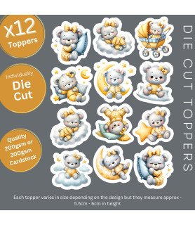 Sleeping Teddy Bear Die Cut Toppers