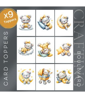 Sleeping Teddy Bear Bear Card Toppers