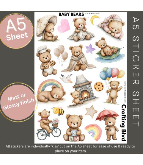 Baby Bears #1 Stickers, Die Cut or Card Toppers