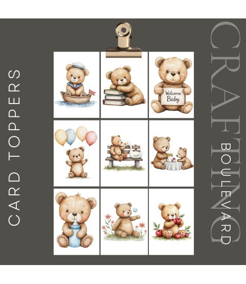 Baby Bears #2 Stickers, Die Cut or Card Toppers